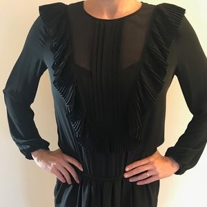 BCBG MAX AZRIA BLACK KRISTEY PLEATED RUFFLE DRESS